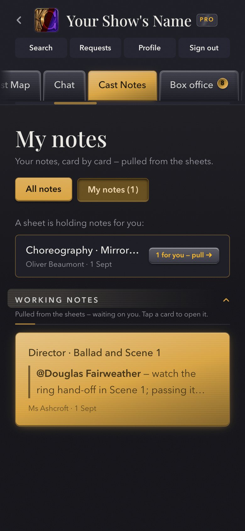 My notes — just the notes that name you